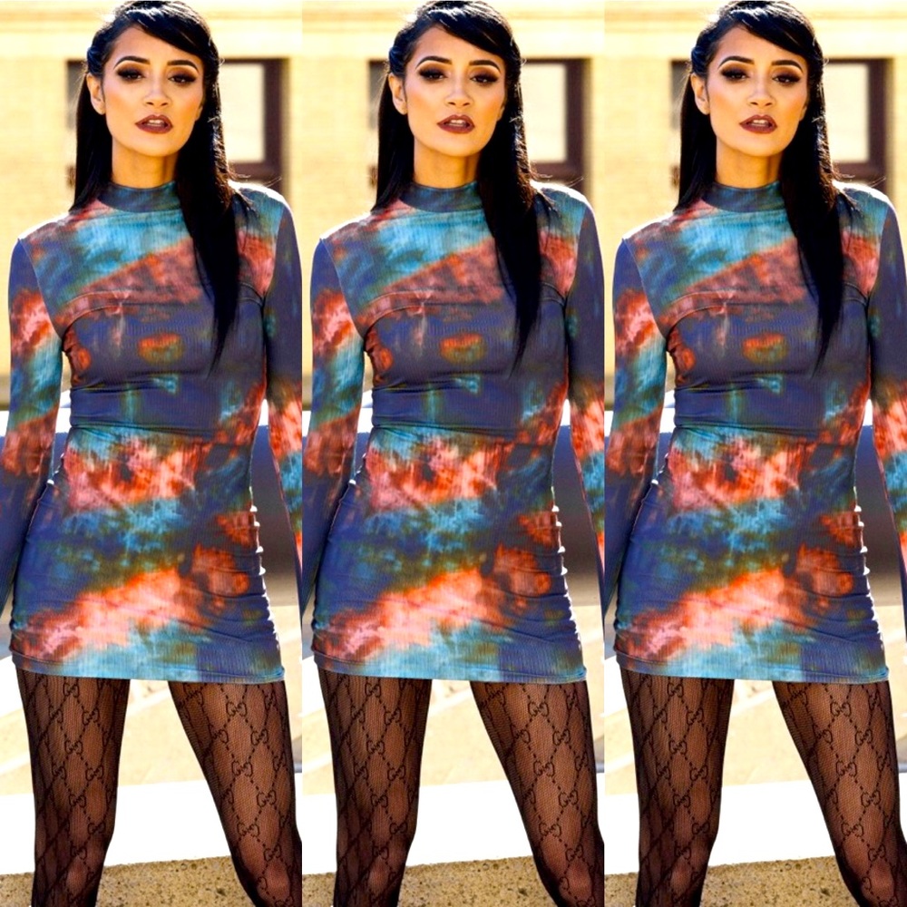 Tie Dye Turtleneck Dress